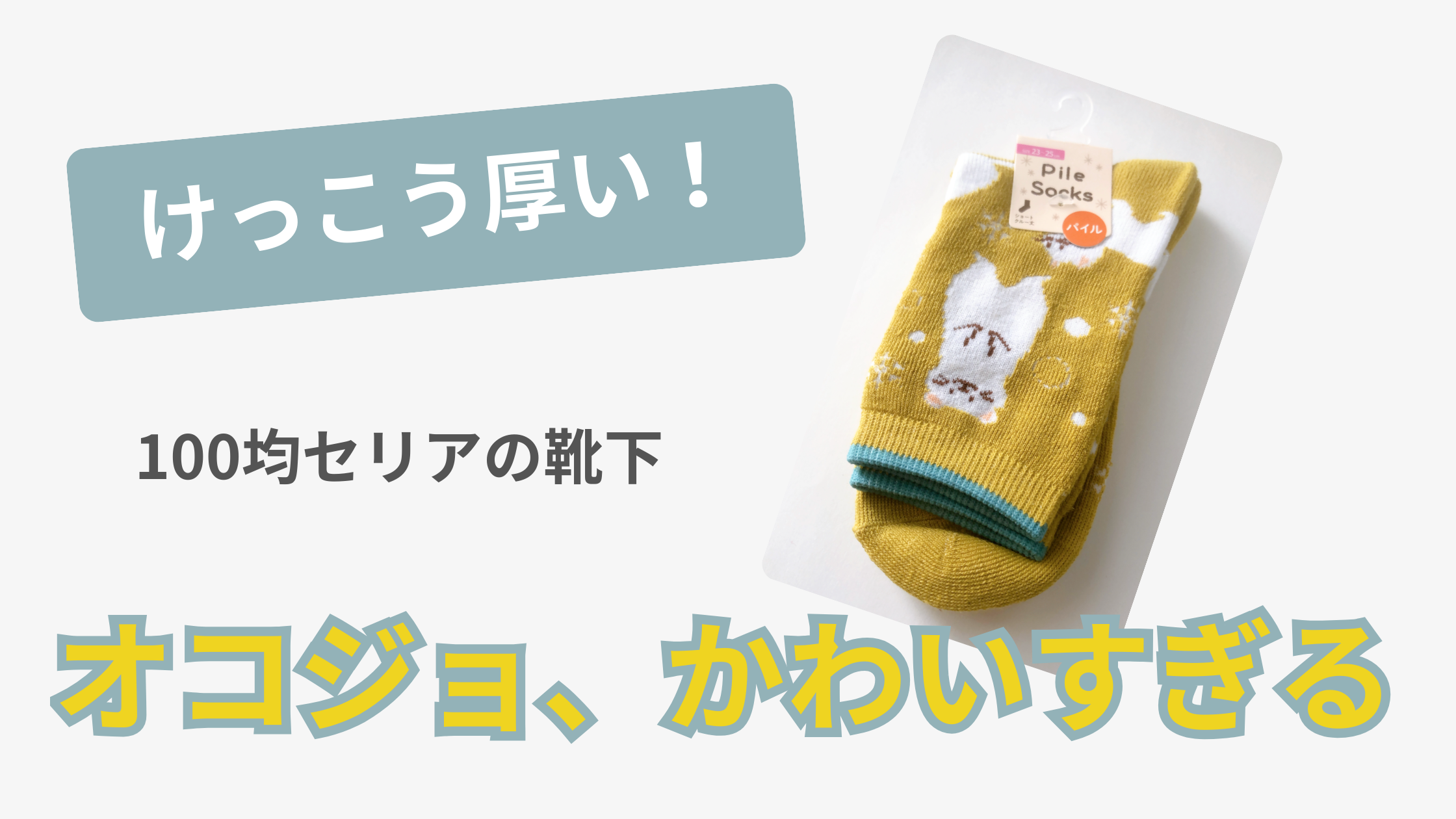 100均セリアで買ったパイル靴下（オコジョ柄）
