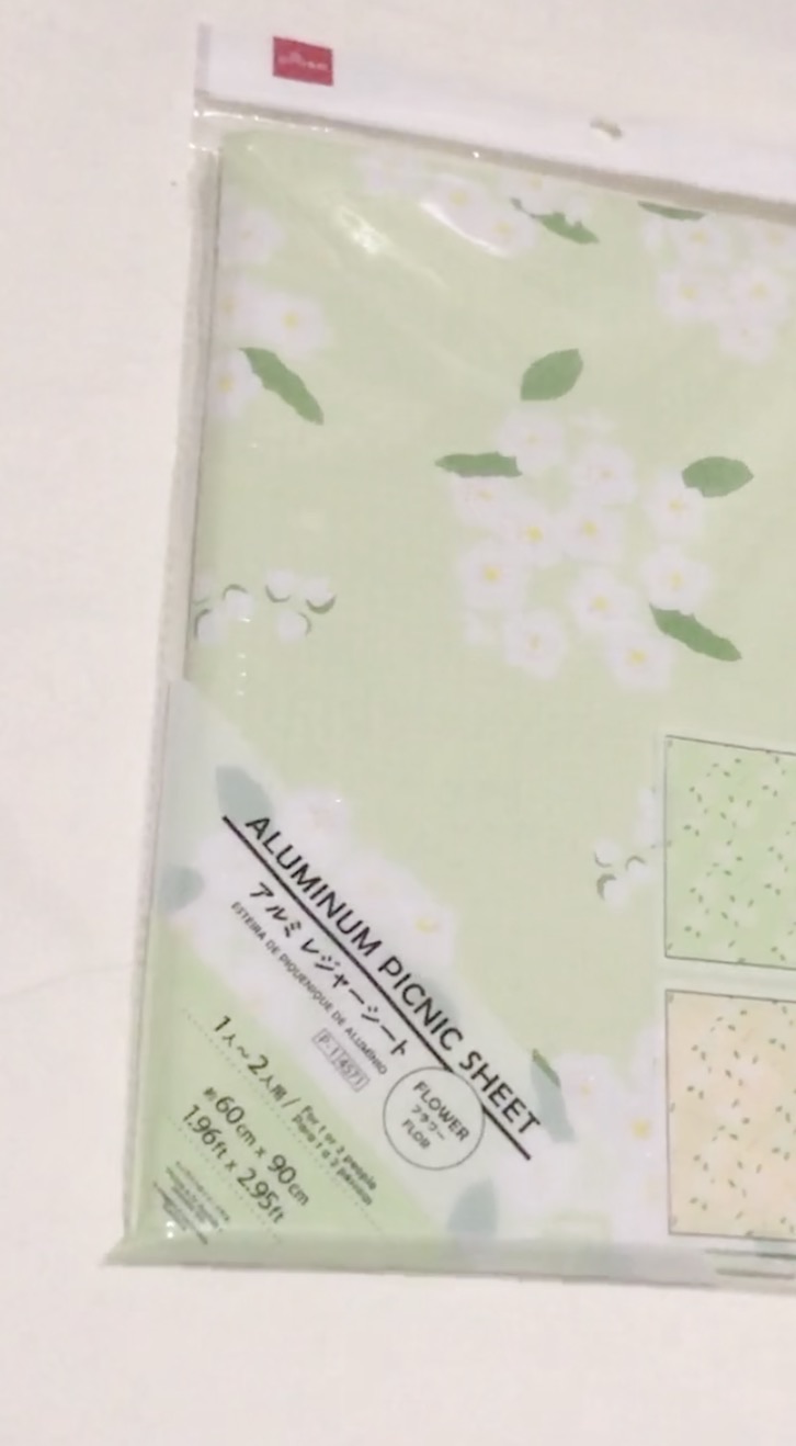100均ダイソーで買った花柄のレジャーシート