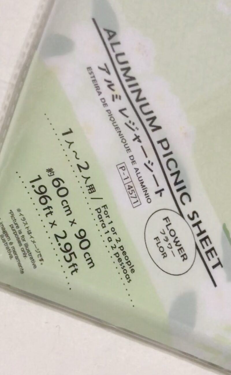 100均ダイソーで買った花柄のレジャーシート
