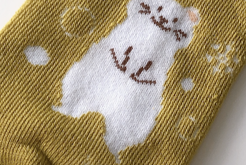 100均セリアで買ったパイル靴下（オコジョ柄）