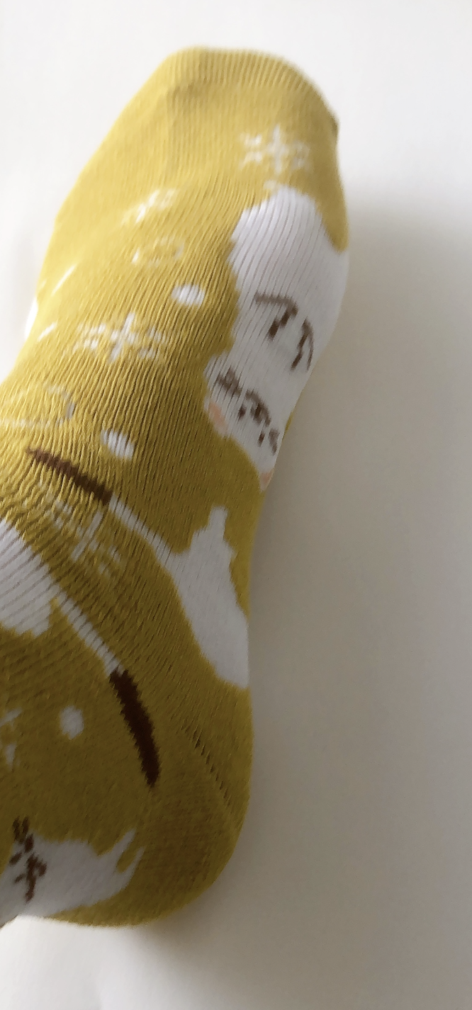 100均セリアで買ったパイル靴下（オコジョ柄）