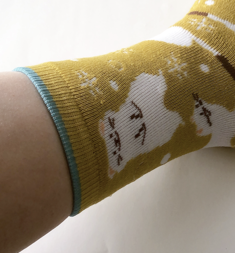 100均セリアで買ったパイル靴下（オコジョ柄）